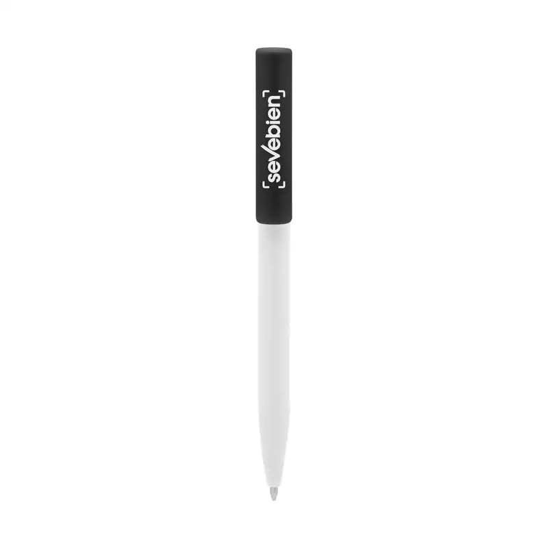 Bolígrafo blanco con clip de color para personalizar con logo (2)