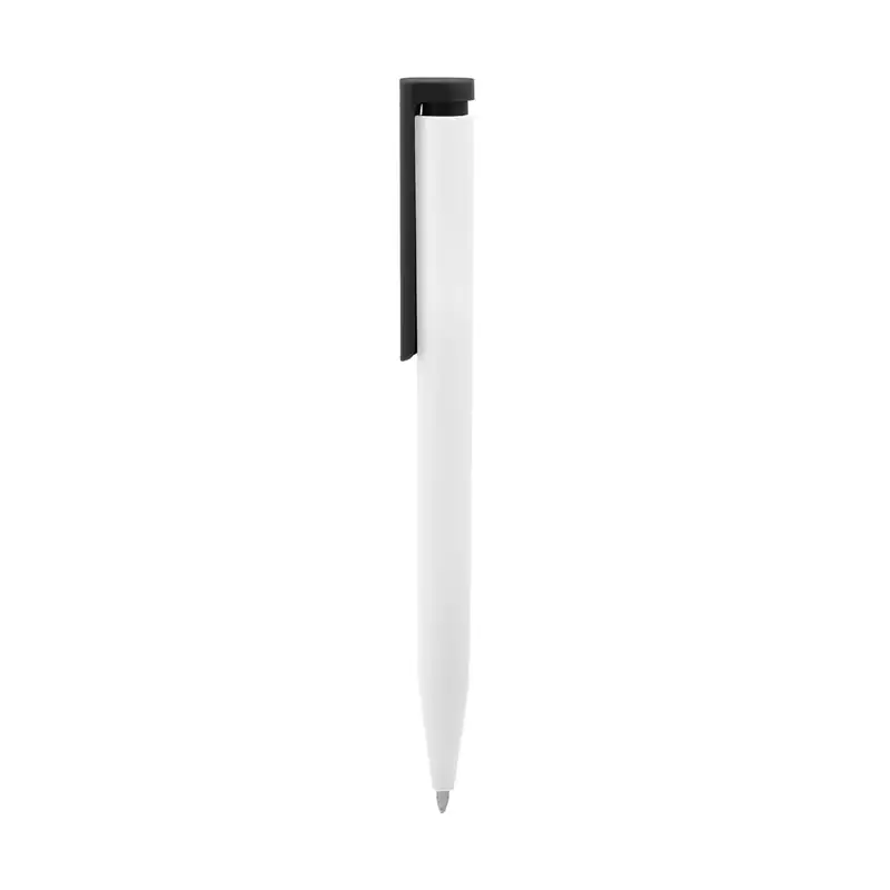 Bolígrafo blanco con clip de color para personalizar con logo (3)