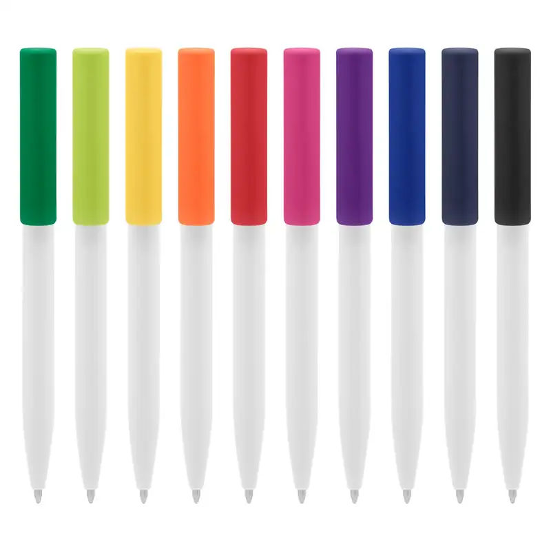Bolígrafo blanco con clip de color para personalizar con logo (5)
