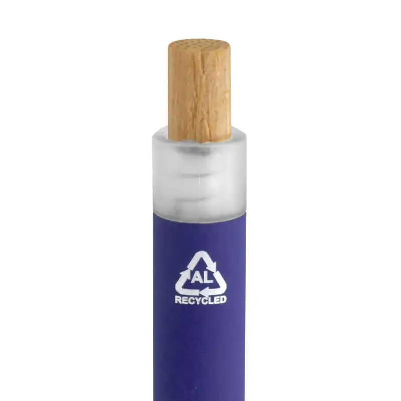 Bolígrafo de aluminio reciclado engomado con pulsador de bambú para personalizar con logo (4)