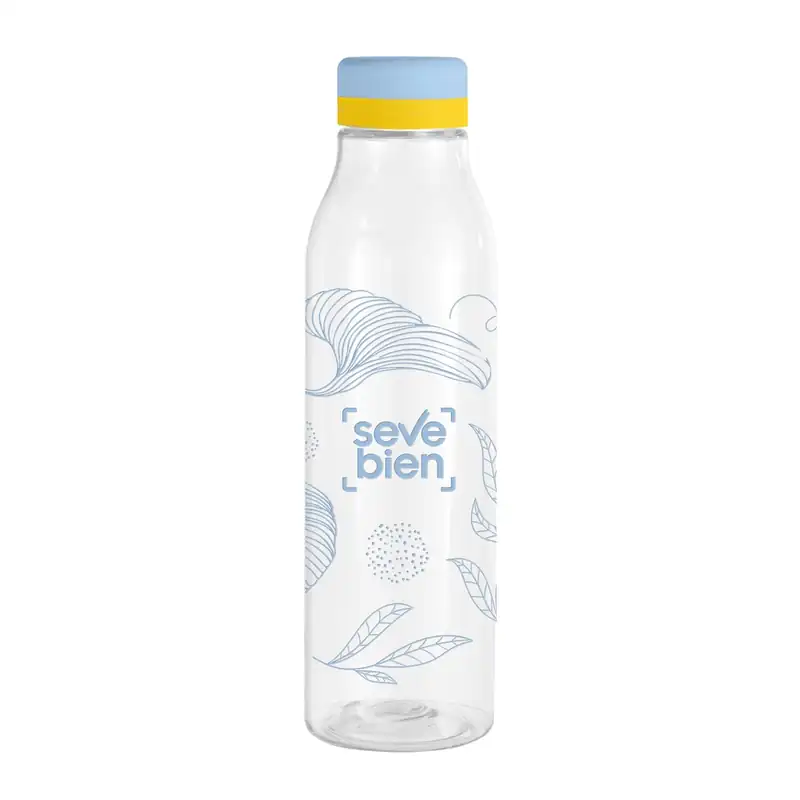 Botella de 750 ml esbelta con tapa celeste para personalizar con logo (2)