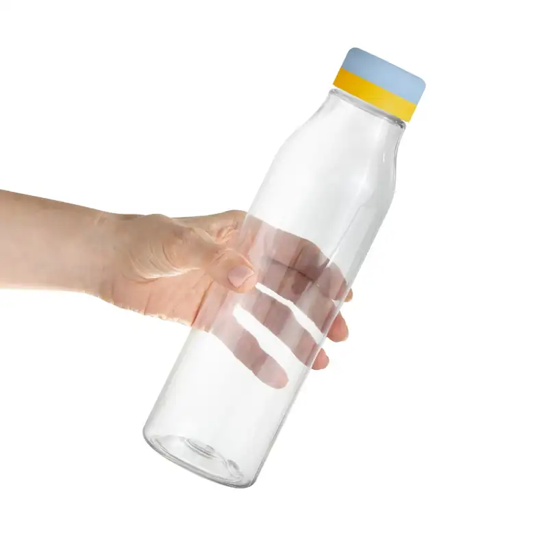 Botella de 750 ml esbelta con tapa celeste para personalizar con logo (4)