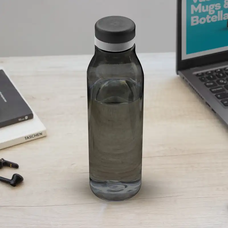 Botella de 750 ml esbelta negra para personalizar con logo (5)