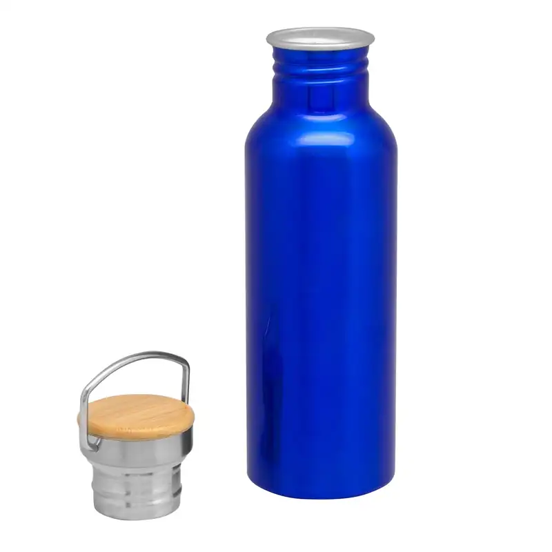 Botella de aluminio de 750 ml con detalles de bambú para personalizar con logo (3)