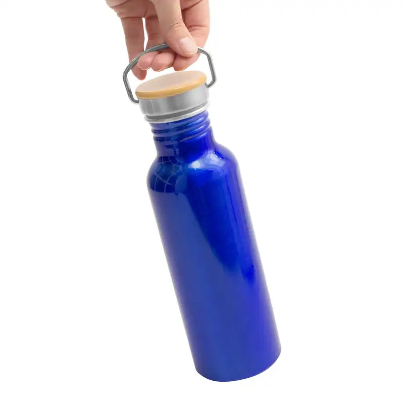 Botella de aluminio de 750 ml con detalles de bambú para personalizar con logo (4)