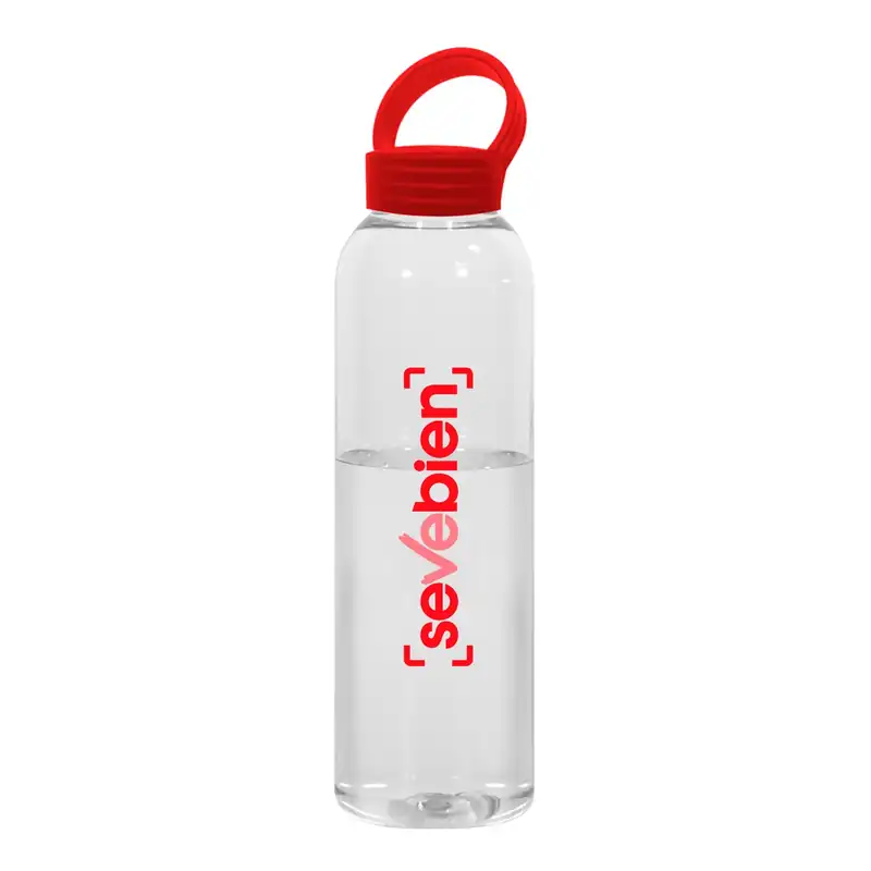 Botella plástica transparente de 600 ml con tapa a rosca para personalizar con logo (2)