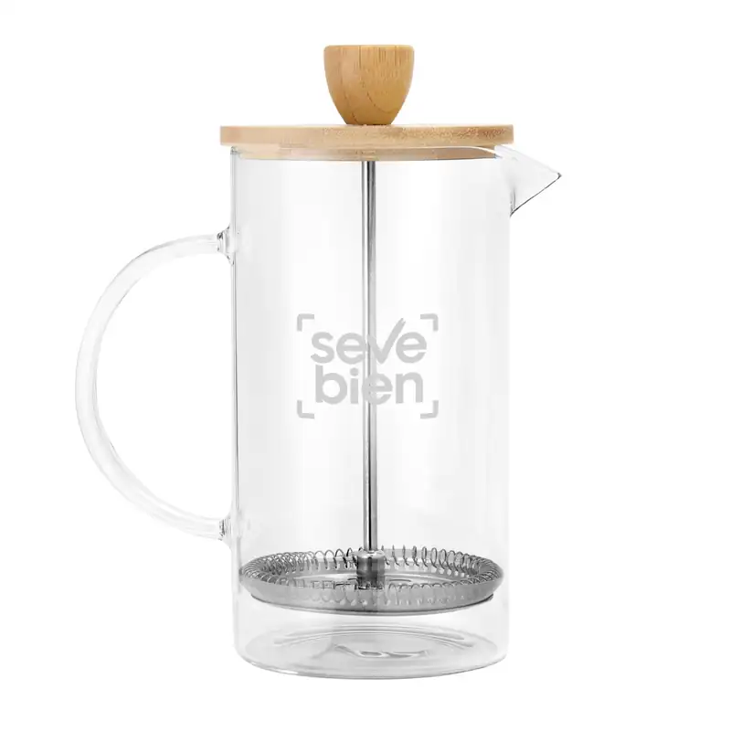 Cafetera prensa francesa con tapa de bambú para personalizar con logo (2)