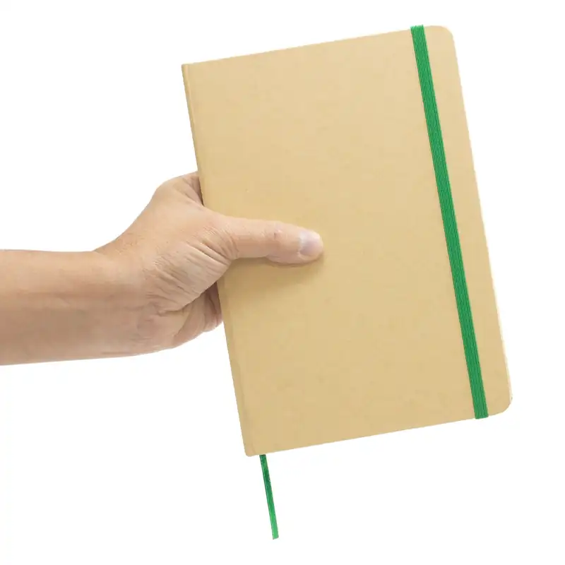 Libreta A5 de tapa kraft con elástico de color para personalizar con logo (5)