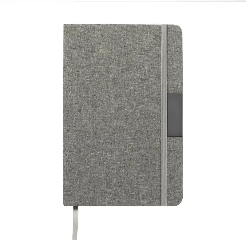 Libreta con placa metálica y tapa de material reciclado para personalizar con logo (4)