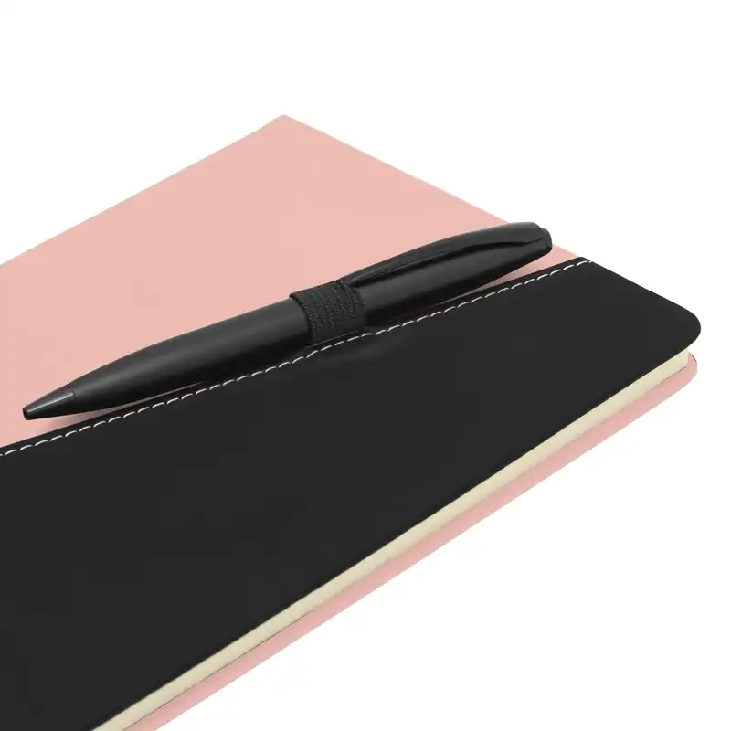 Libreta cosida bicolor con portalápiz para personalizar con logo (5)