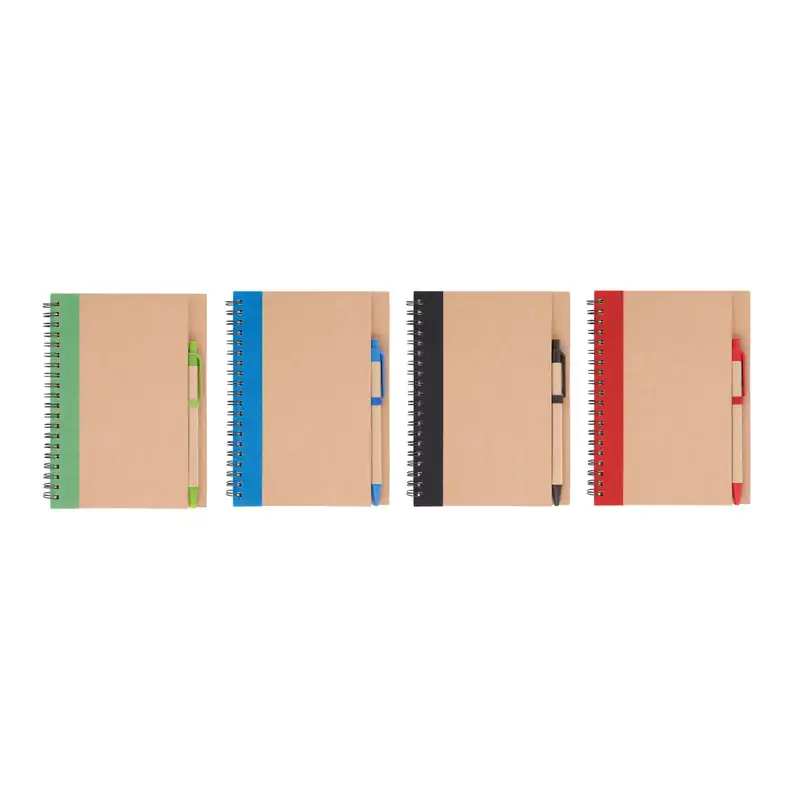 Libreta ecológica de papel reciclado con bolígrafo para personalizar con logo (3)