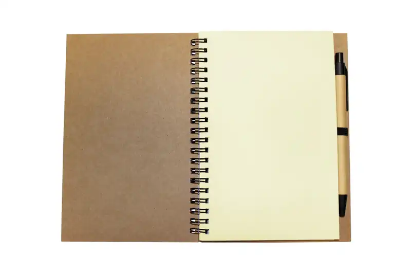Libreta ecológica de papel reciclado con bolígrafo para personalizar con logo (4)