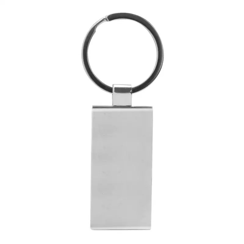 Llavero de bambú rectangular con detalles metálicos para personalizar con logo (5)