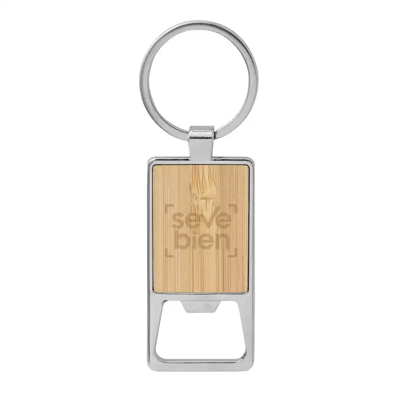Llavero destapador con frente de bambú para personalizar con logo (3)