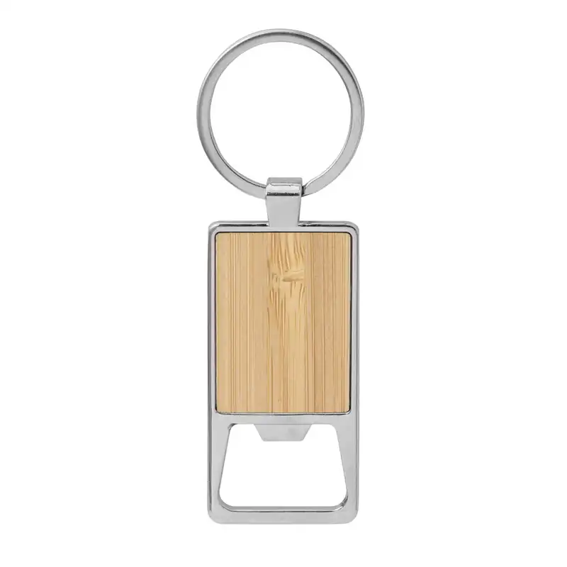 Llavero destapador con frente de bambú para personalizar con logo (4)