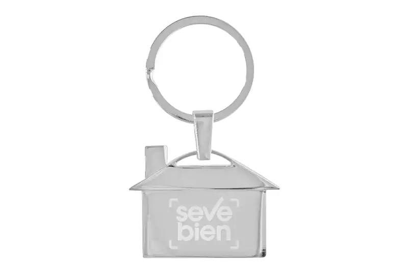 Llavero metálico con forma de casa para personalizar con logo (3)