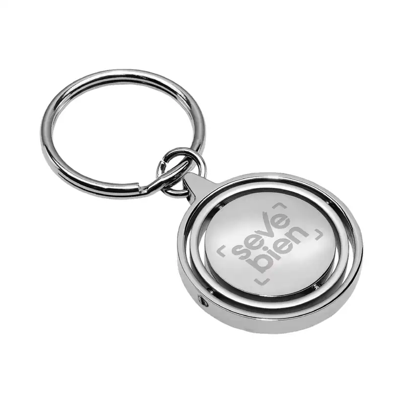 Llavero metálico redondo giratorio para personalizar con logo (3)