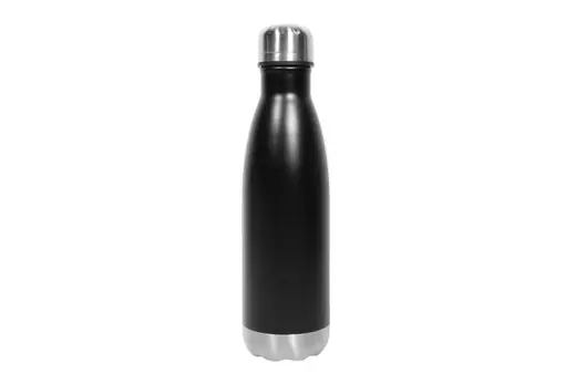 Botella térmica negra de 500 ml con base plateada