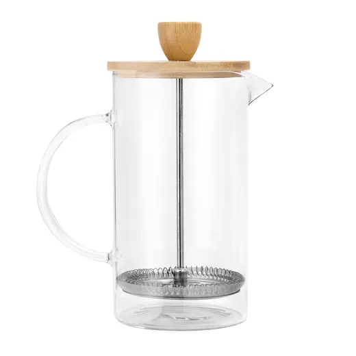 Cafetera prensa francesa con tapa de bambú para personalizar con logo (1)
