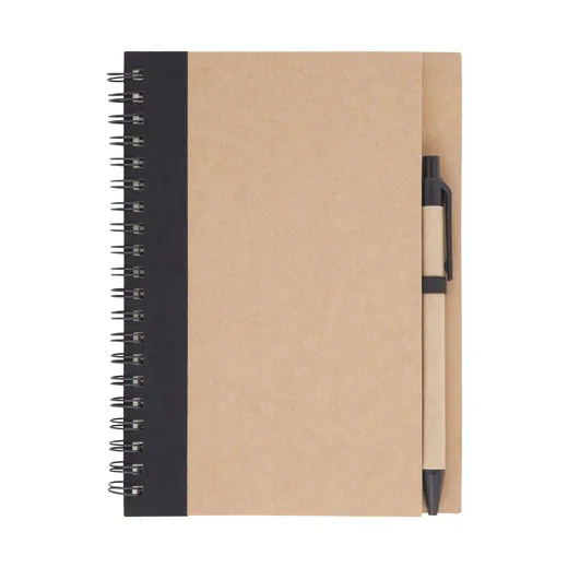 Libreta ecológica de papel reciclado con bolígrafo para personalizar con logo (1)