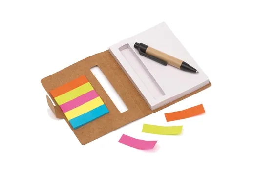 Mini libreta con notas adhesivas y bolígrafo para personalizar con logo (1)