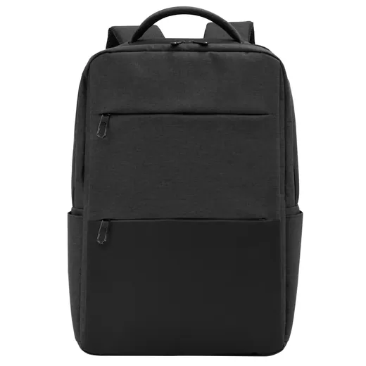Mochila porta notebook 15" negra con dos bolsillos frontales