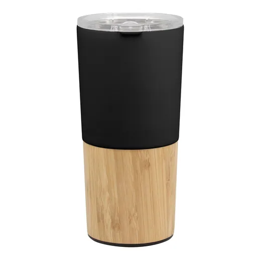 Mug térmico de acero con detalles de bambú