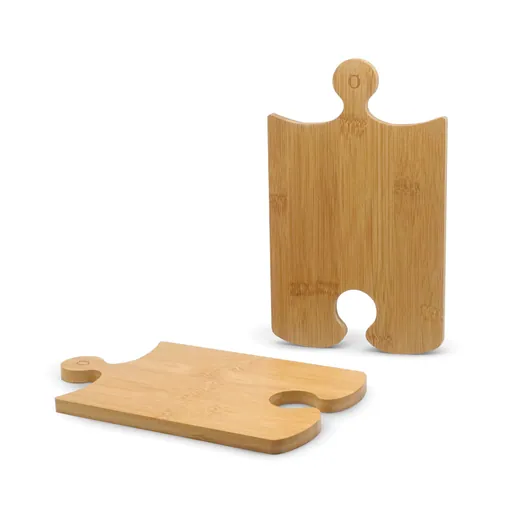 Set de dos tablas de bambú encastrables para personalizar con logo (1)