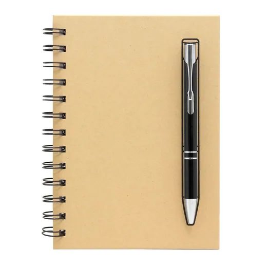 Set de libreta kraft y bolígrafo con imán para personalizar con logo (1)
