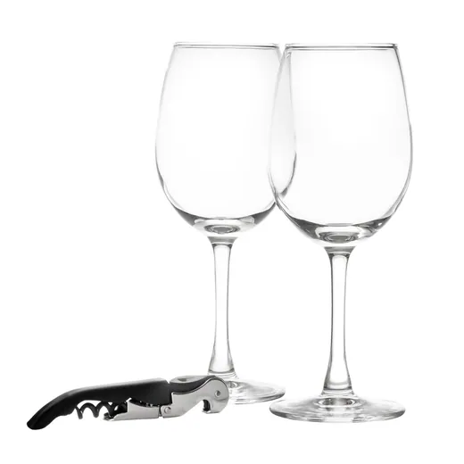 Set de vino con dos copas y sacacorchos para personalizar con logo (1)
