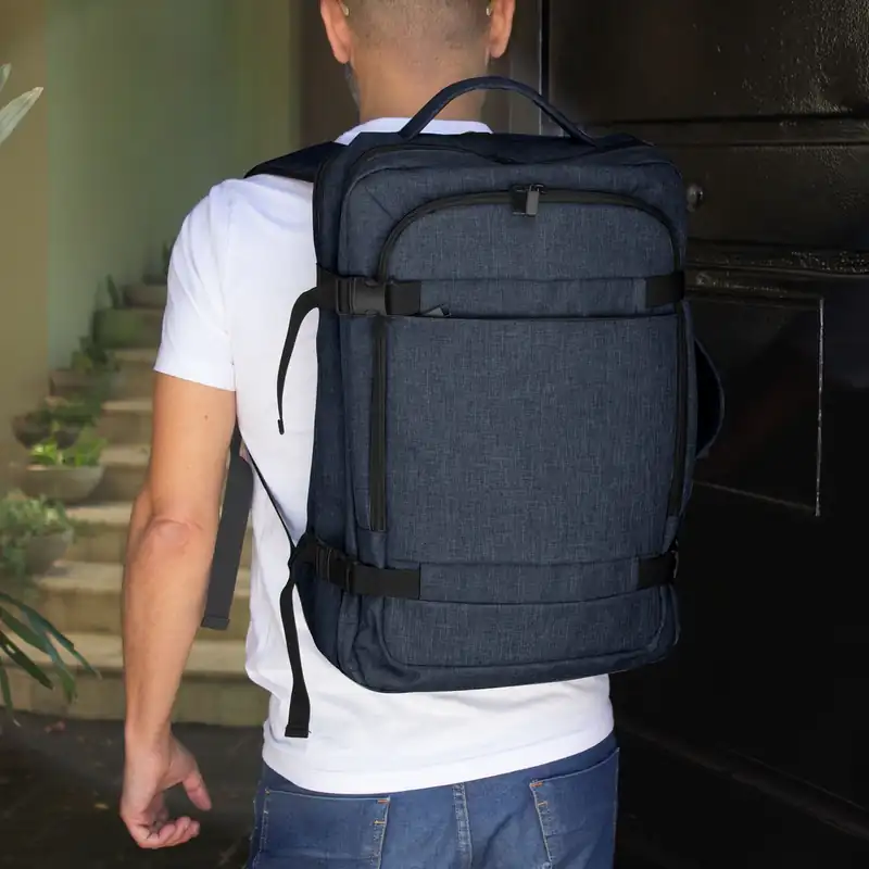 Mochila carry on de viaje con apertura total y porta notebook 17" para personalizar con logo (5)