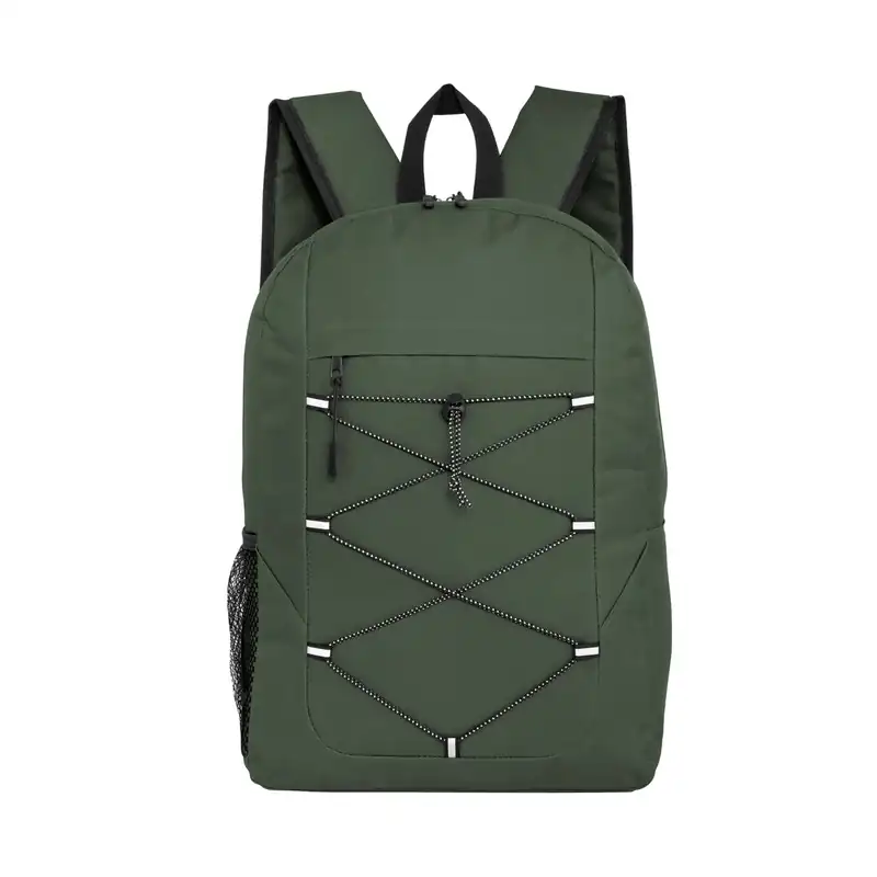 Mochila outdoor con doble cierre y bolsillo de red para personalizar con logo (3)