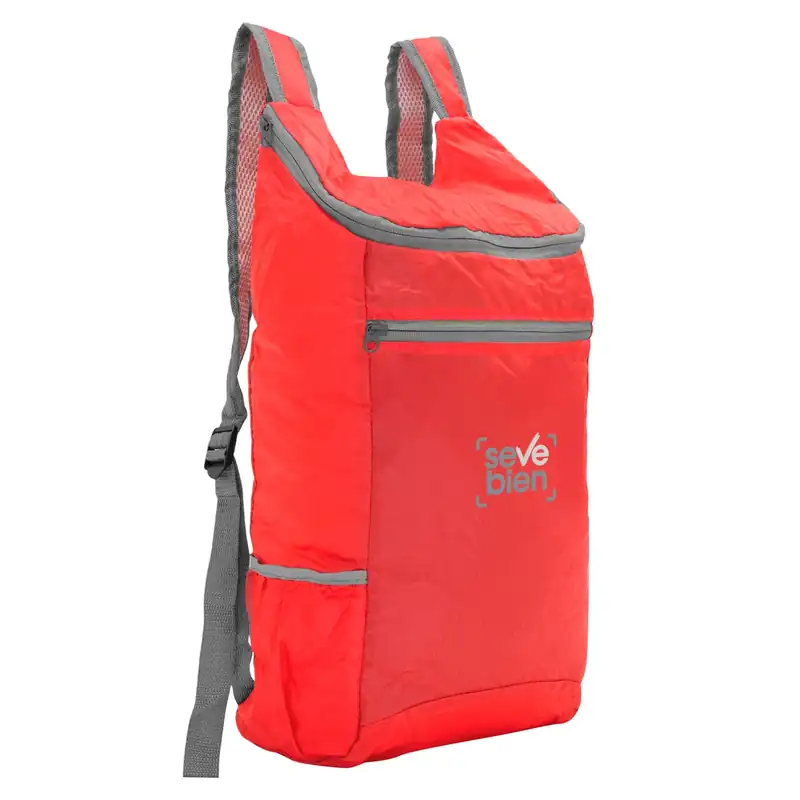 Mochila plegable que se guarda en su propia bolsa para personalizar con logo (3)