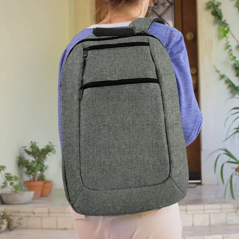 Mochila porta notebook 14" con compartimento lateral para personalizar con logo (2)