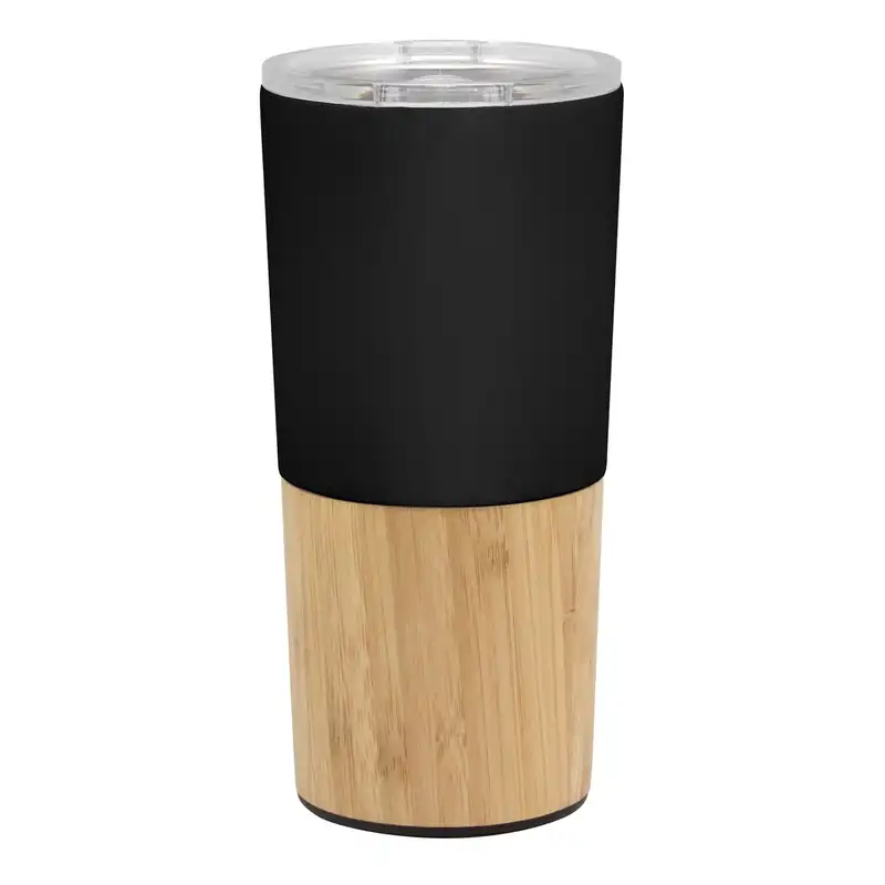 Mug térmico de acero con detalles de bambú para personalizar con logo (4)