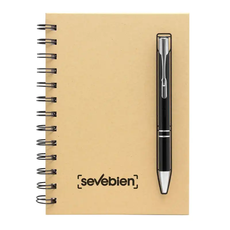 Set de libreta kraft y bolígrafo con imán para personalizar con logo (2)