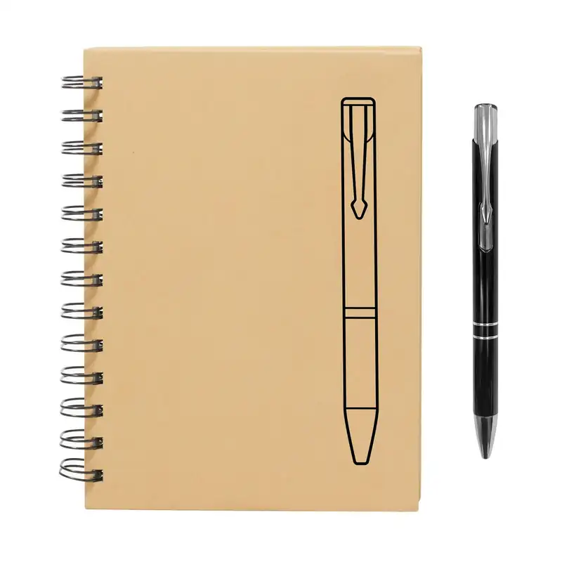 Set de libreta kraft y bolígrafo con imán para personalizar con logo (4)