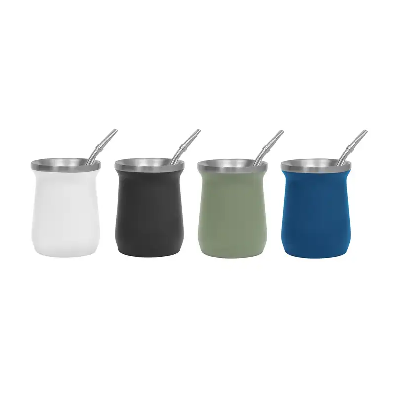 Set de mate de acero con bombilla para personalizar con logo (2)