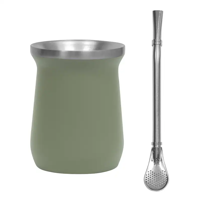 Set de mate de acero con bombilla para personalizar con logo (4)