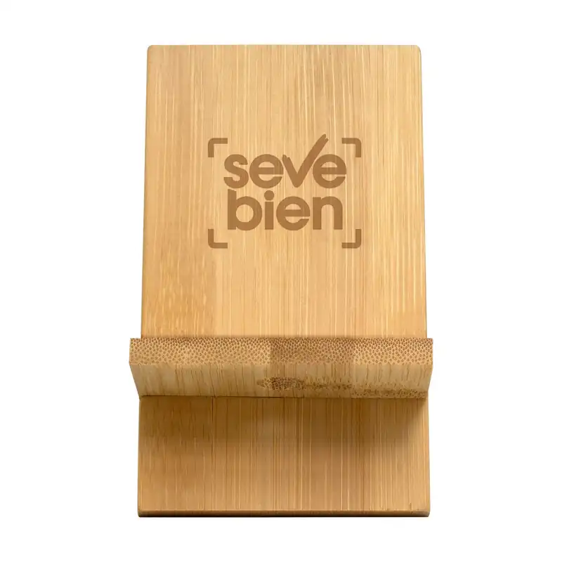 Soporte de bambú para celular para personalizar con logo (4)