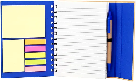 Anotador azul abierto · Ref. T-327: Artículos de oficina personalizados con logo, SGG