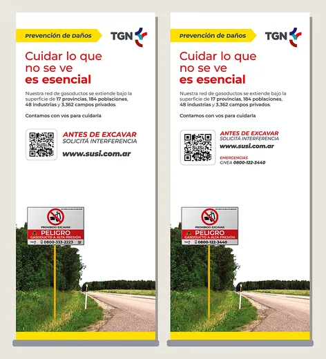 Roll ups para TGN y GNEA: trabajo realizado por la imprenta SGG