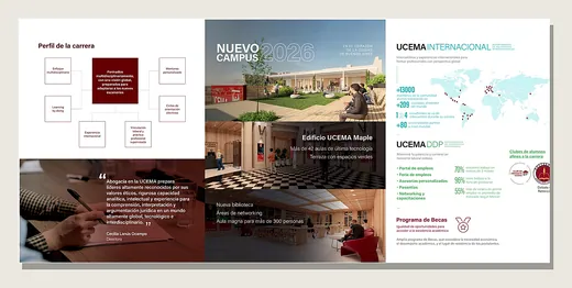 Dípticos y trípticos: Trabajo para UCEMA (diseño del cliente), impreso por SGG
