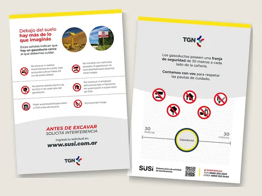 Folletos para TGN: trabajo realizado por la imprenta SGG