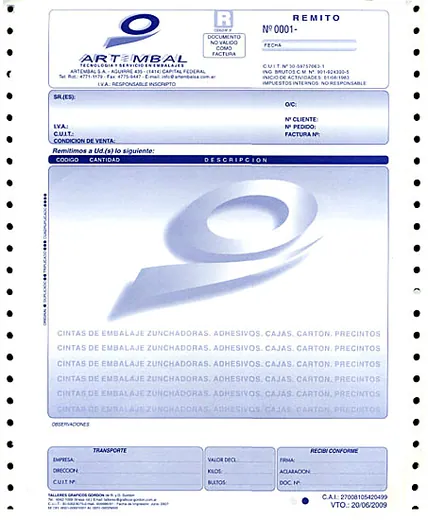 Formularios continuos: trabajo realizado por la imprenta SGG
