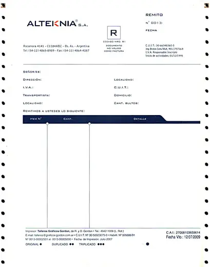 Formularios continuos: trabajo realizado por la imprenta SGG